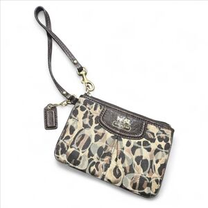 Coach Animal Print Wristlet with Brown Accents